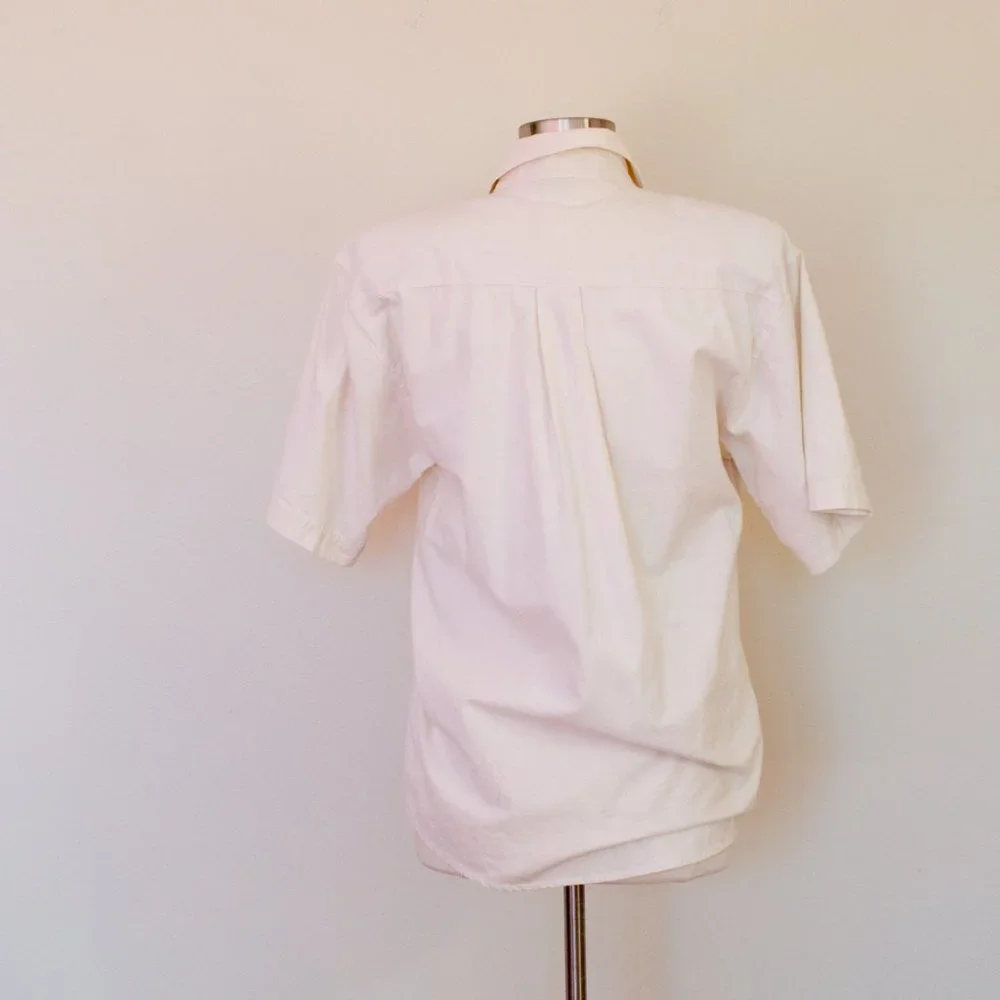 Vintage Jane Ashley Pearl Beaded Embroidered Cotton Shirt, 1990's Embellished - Picture 5 of 5